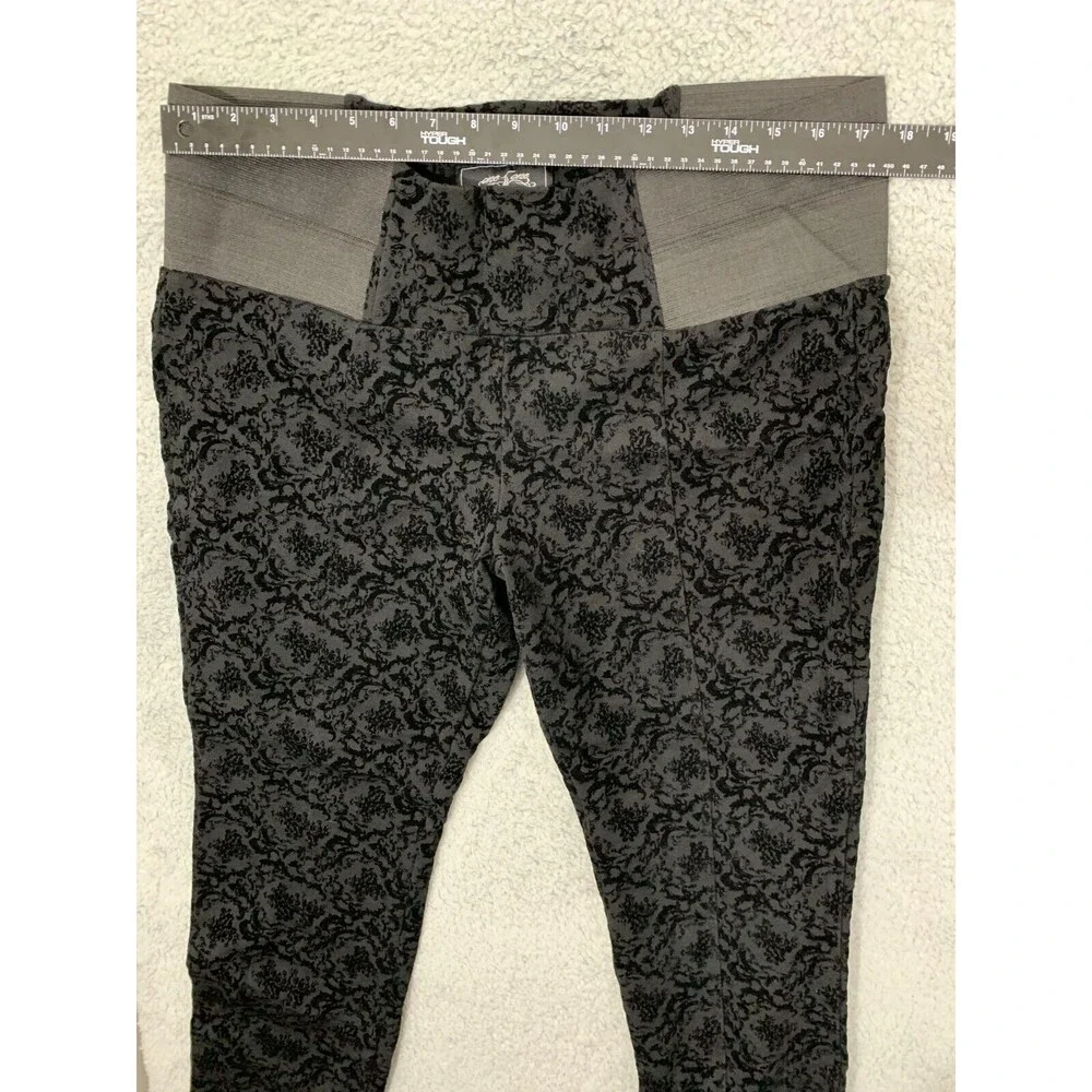 ONE5ONE XL Pull-on Elastic Waist Floral Black Legging Pants Velour CorpCore - Picture 5 of 9